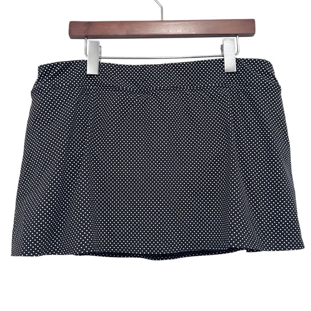 Lands' End Swim Squirt Black White Polka Dot Full Coverage Brief Lined Size 16W